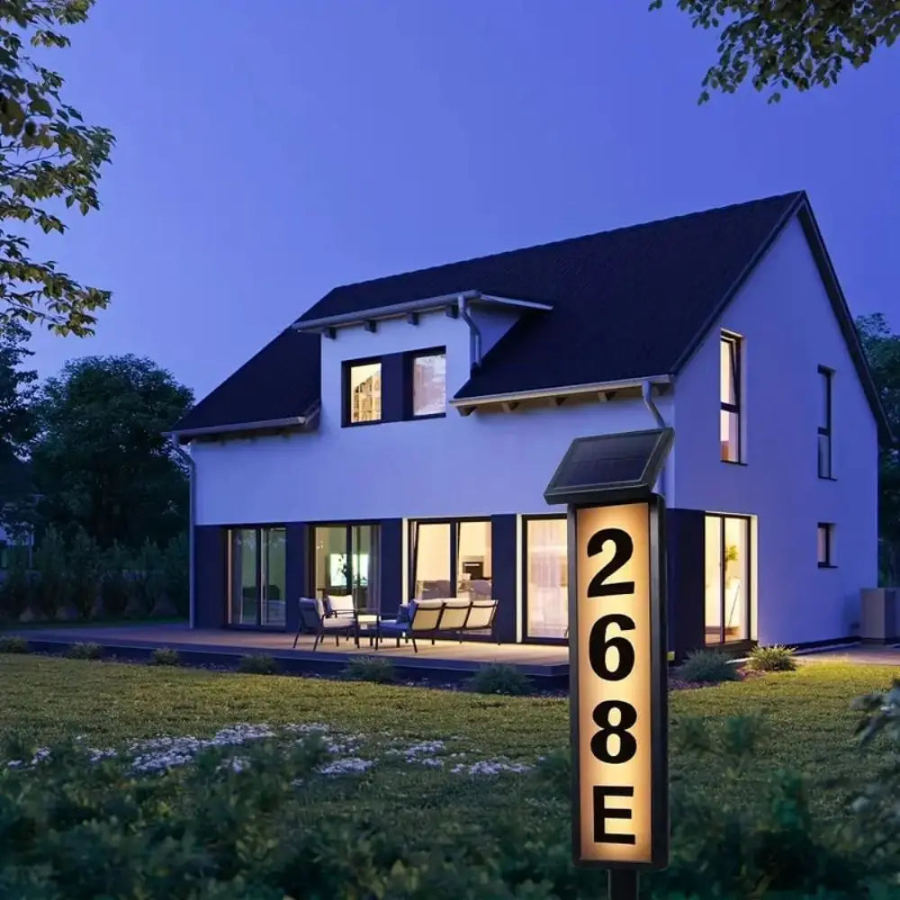 1 pc Solar Light Powered House Number, Address Sign With Lighting, Pole Mount, Smart Light Control 400mah