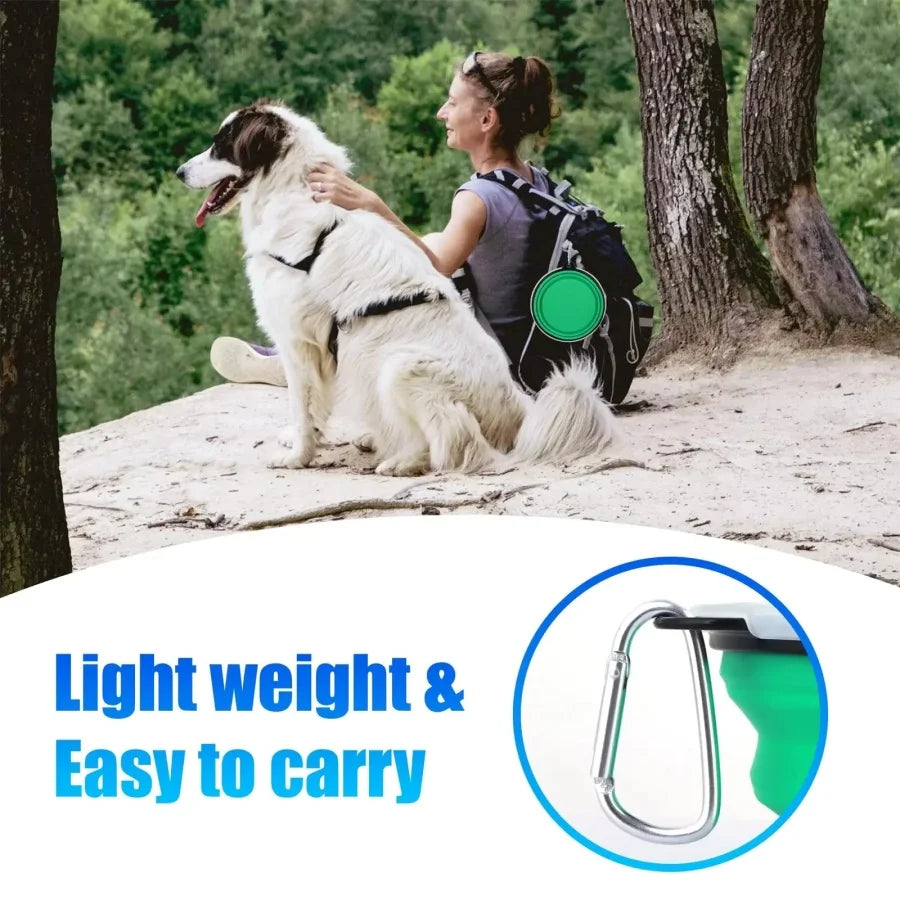 1Pc Green/Green Foldable Dog Bowl, Pet Feeding Water Bowl, Space-Saving Foldable Design with Stable Unfolding, Multifunctional