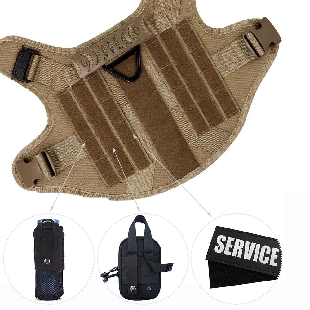 Tactical Dog Harness Collar Leash Molle Pouches For Medium Large Dogs Pet German Shepherd Training Walking Vest Dog Harnesses