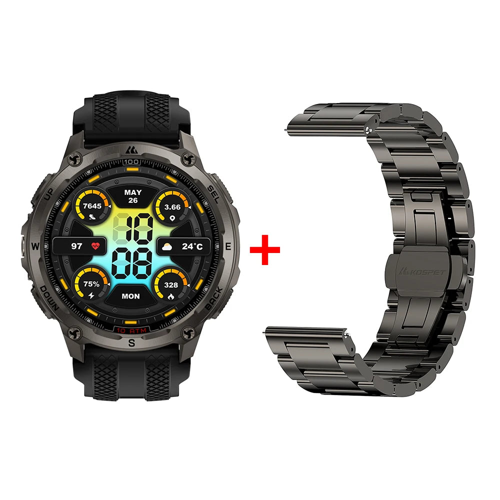 T4 Smart Watch for Men 6-Sat GPS Offline Maps 10ATM Waterproof Heart Rate Diving Skiing Hiking for Android iOS