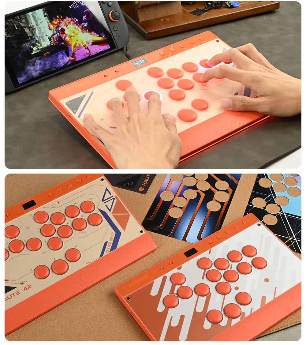 New C16 Orange Magnetic Stickless Arcade Stick Leverless Hitbox Controller for For PC/PS4/PS5/Switch Leverless Stick