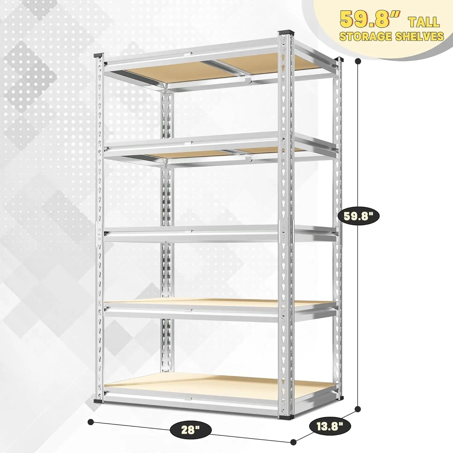 5 Tier Heavy Duty Metal Shelving 2000LBS Capacity Adjustable Garage Shelves for Pantry Storage Customized Organization Solution