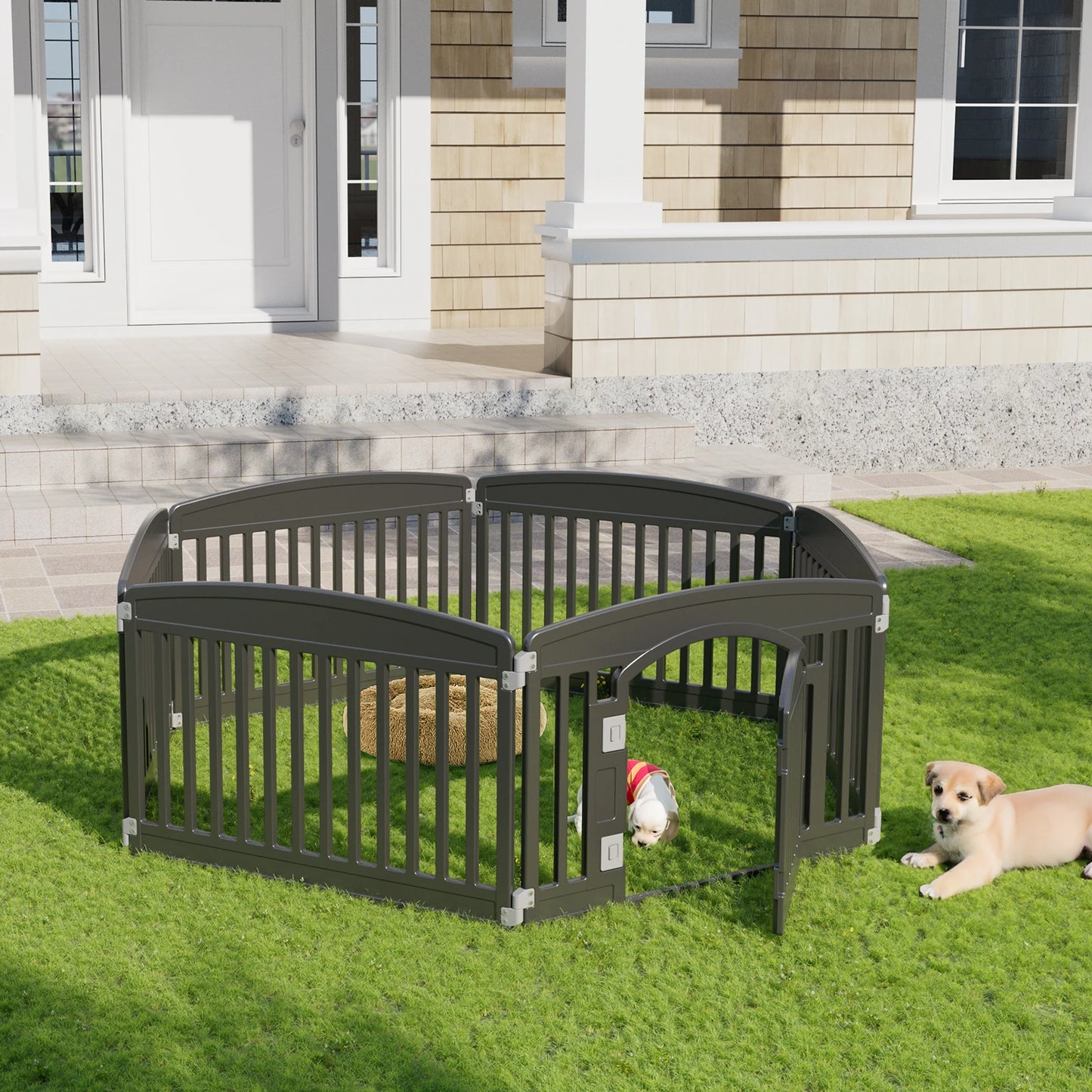 Plastic Dog Playpen 6 Panel 24IN Expandable Durable Pet Fence for Medium Dogs Indoor Outdoor Folding Portable Puppy Playpen