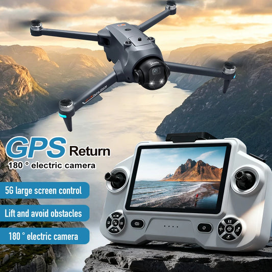YL059 GPS Foldable Drone With Large Screen Remote 180 Electric Adjustable Camera All Round Obstacle Avoidance Brushless Motor 5G FPV RC Quadcopter