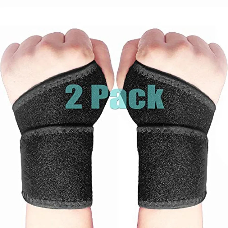 2 pcs Adjustable Wrist Support Brace for Fitness Weightlifting Tendonitis Carpal Tunnel Arthritis Joint Pain Relief Black