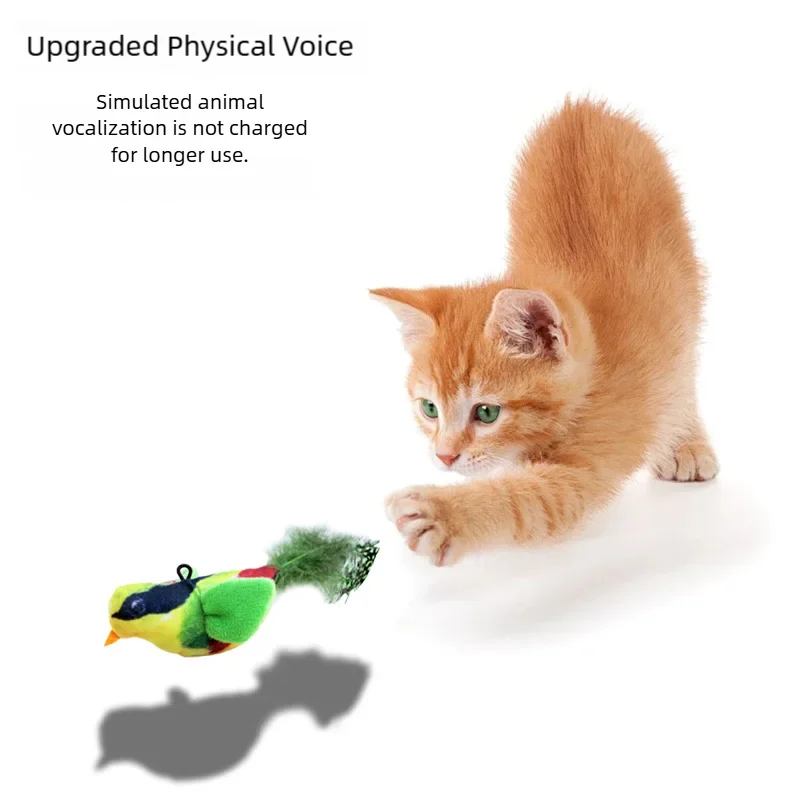 Sound Sensing Interactive Bird Cat Toy Wall Hanging Plush Catnip Kitten Teasing Chasing Toy for Indoor Cats