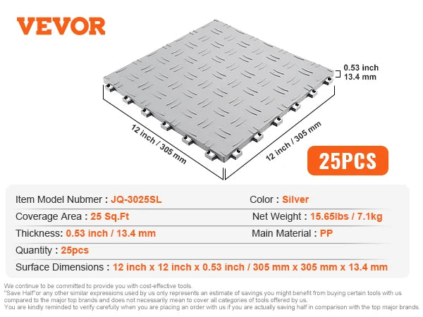 Garage Tiles Interlocking Garage Floor Covering Tiles Non-Slip Double-Sided Texture for Garages Basements Repair Shops