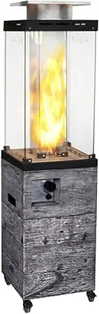 Outdoor Patio Propane Fire Heater with Weather Cover Glass 41000 BTU Fireplace Patented & CSA Certificated, Gray