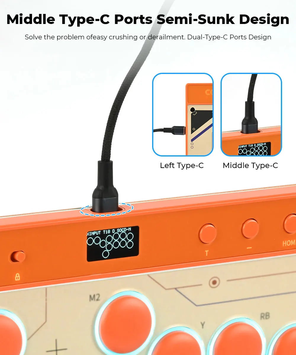 New C16 Orange Magnetic Stickless Arcade Stick Leverless Hitbox Controller for For PC/PS4/PS5/Switch Leverless Stick