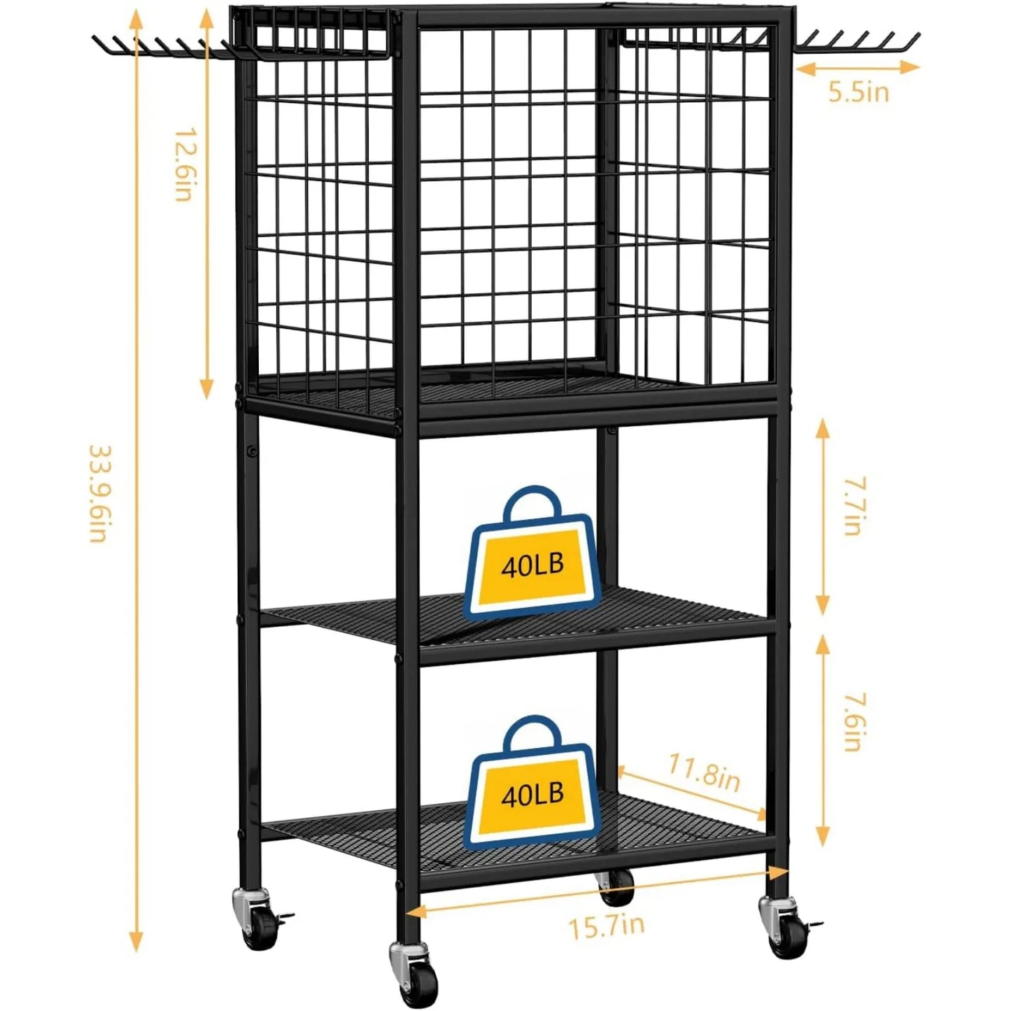 Home Gym Weight Rack with Storage Hooks - Organizer for Dumbbells, Resistance Bands & Yoga Mat