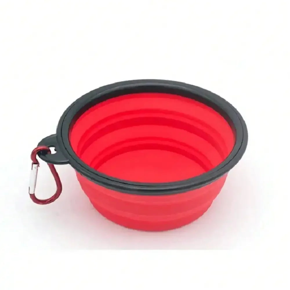 2026 Folding Portable Silicone Dog Feeder Bowl 2 In 1 Pet Dispenser Outdoor Travel Dog Cat With Carabiner Bottle Food Water Container
