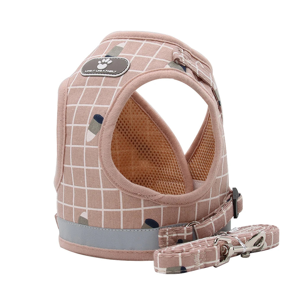 Pet Puppy Harness with Leash, Cat Collar, Breathable Dog Harness, Reflective Dog Leash, Poodle Pet Supplies