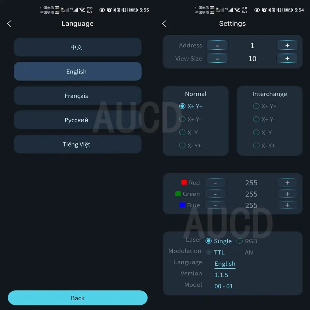 USA Warehouse 5W RGBW Animation Scan Projector Lights + Apple & Android App Control ILDA For Party Bars DJ Show Stage Lighting
