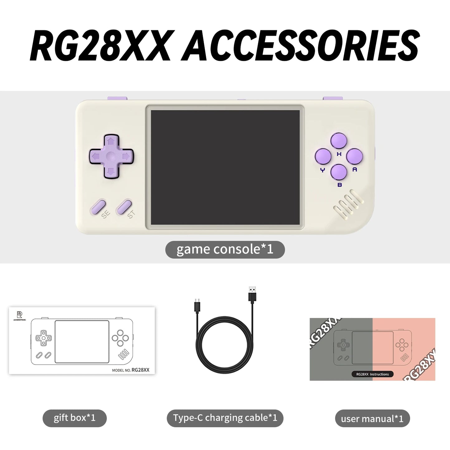 RG28XX Handheld Game Console 2.83'' IPS Screen Video Output Portable Video Player Ebook Reader Player Gifts Mini