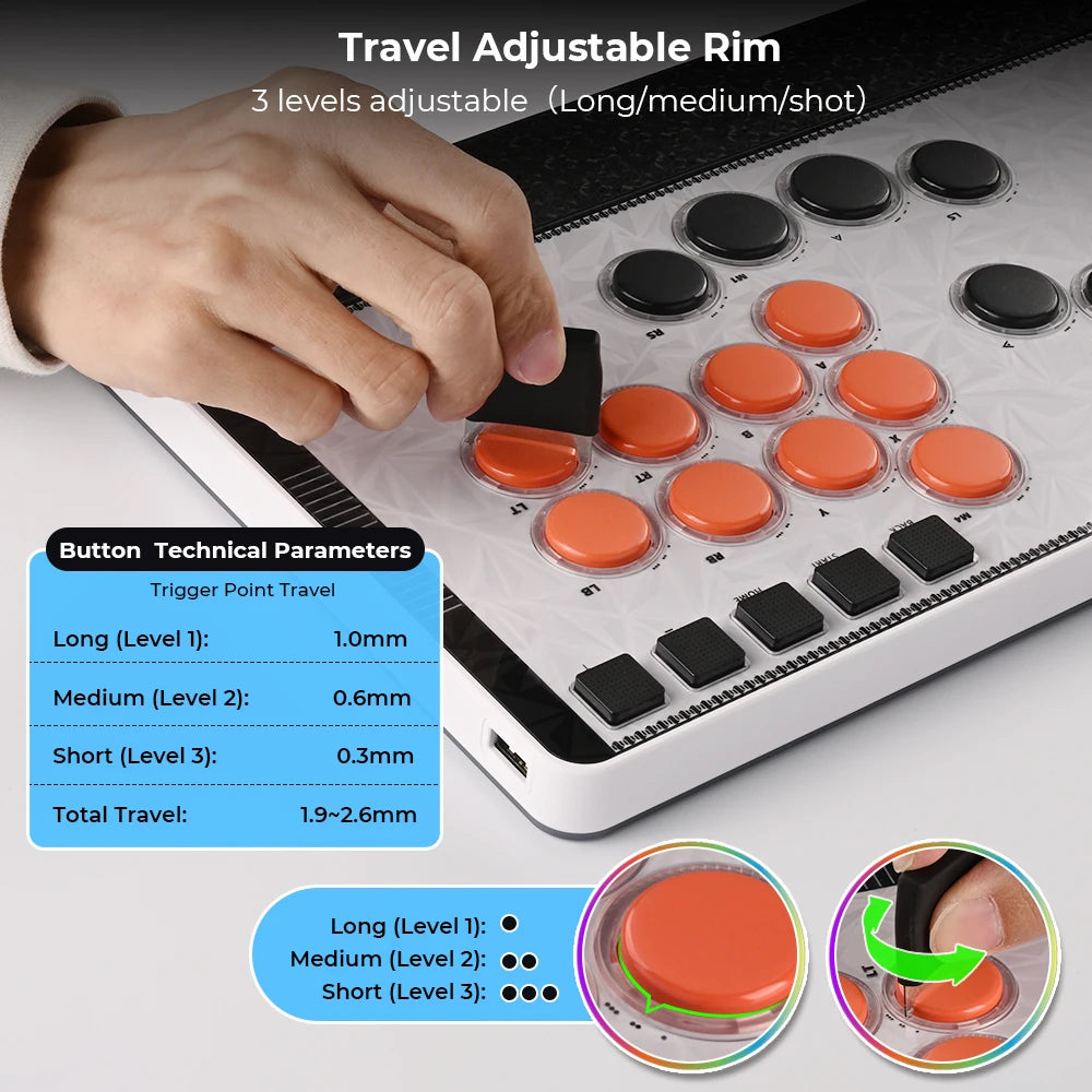 C-AT Magnetic Leverless Hitbox Controller Stickless Arcade Controller Keyboard For PC/PS4/PS5/Switch Hitbox Fightstick
