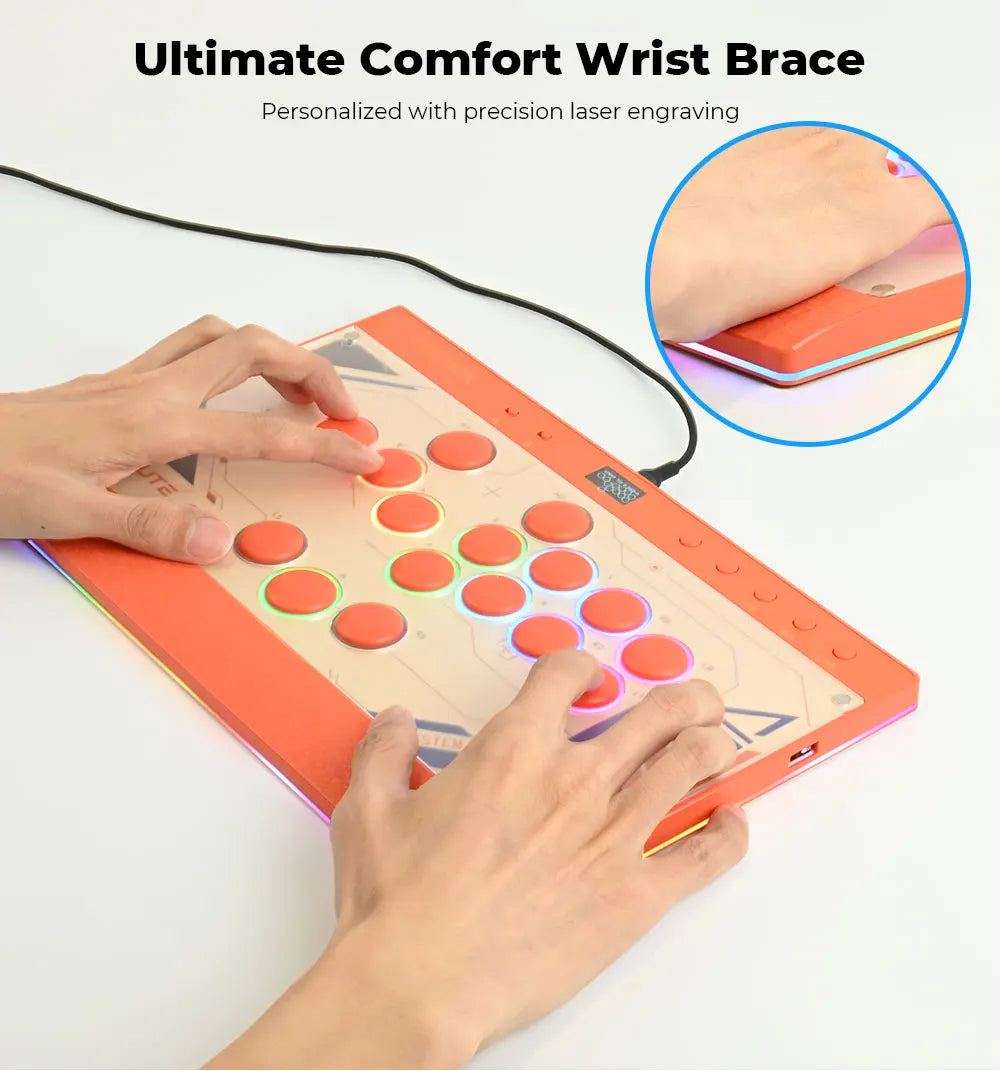 New C16 Orange Magnetic Stickless Arcade Stick Leverless Hitbox Controller for For PC/PS4/PS5/Switch Leverless Stick