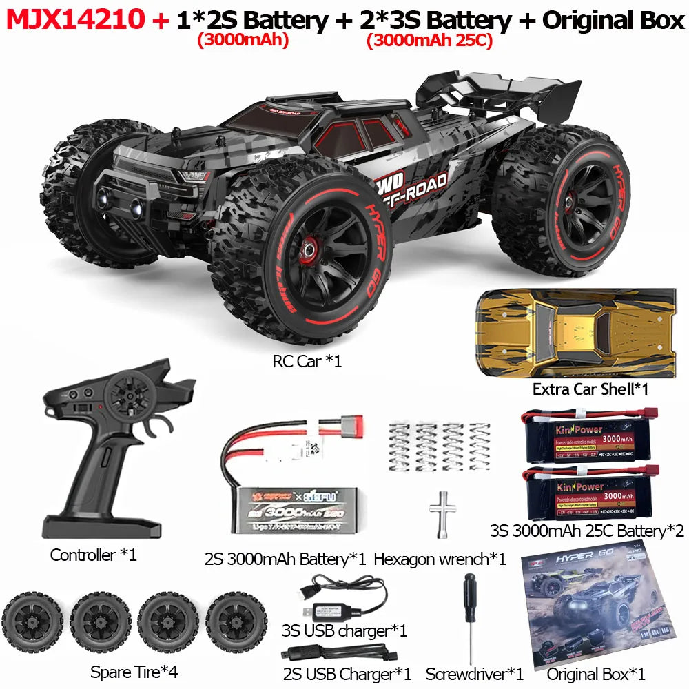 MJX 14209 14210 V3.0 1/14 RC Car 4WD Hyper Go 75km/h Brushless 2.4G Remote Control Truck Off-road Racing RC Truck Hobby RC Toy