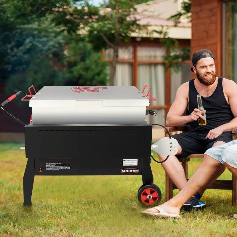 CFB2001 150 QT Crawfish Boiler, Outdoor Double Sack Propane Gas Cooker with Folding Cylinder Mounting Bracket and Stirring