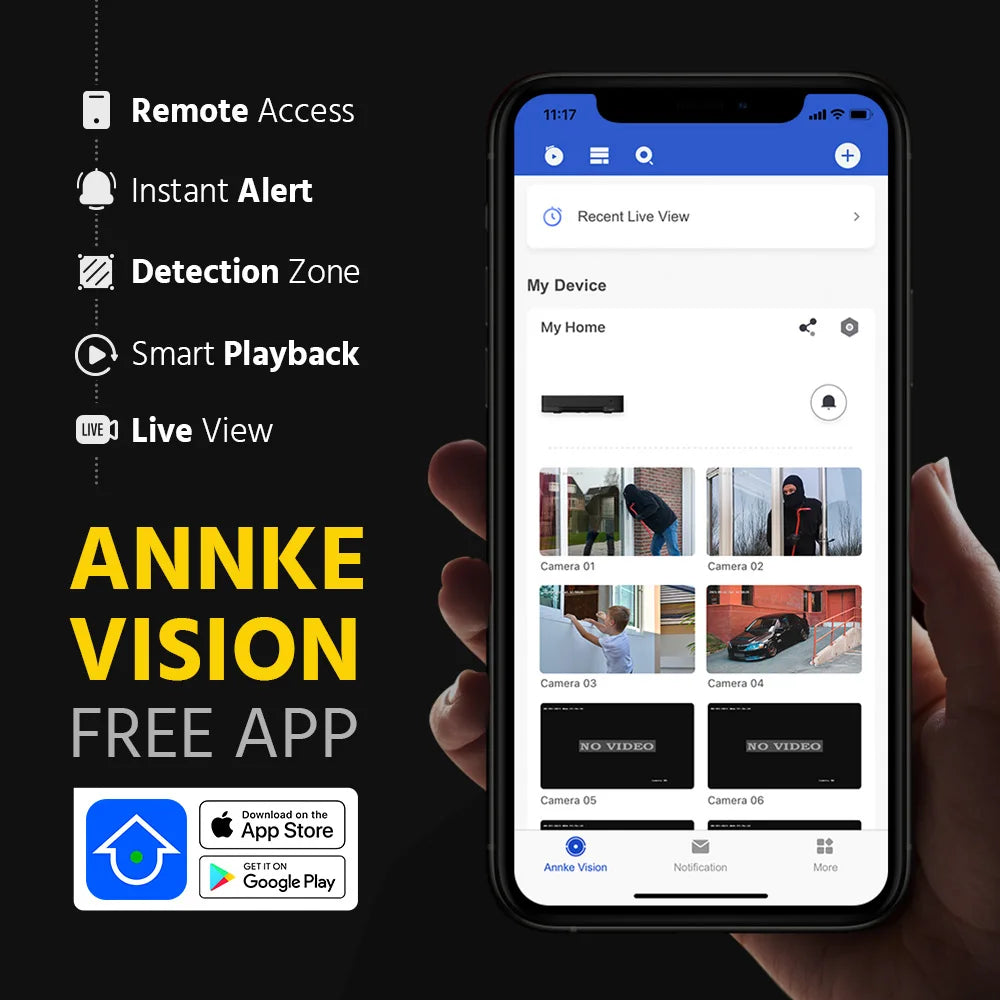 ANNKE Smart Home 180° 8MP DUO POE Dual Lens Wide View Outdoor Video POE Camera,4K AI Human Detect,8MP Security CCTV Camera