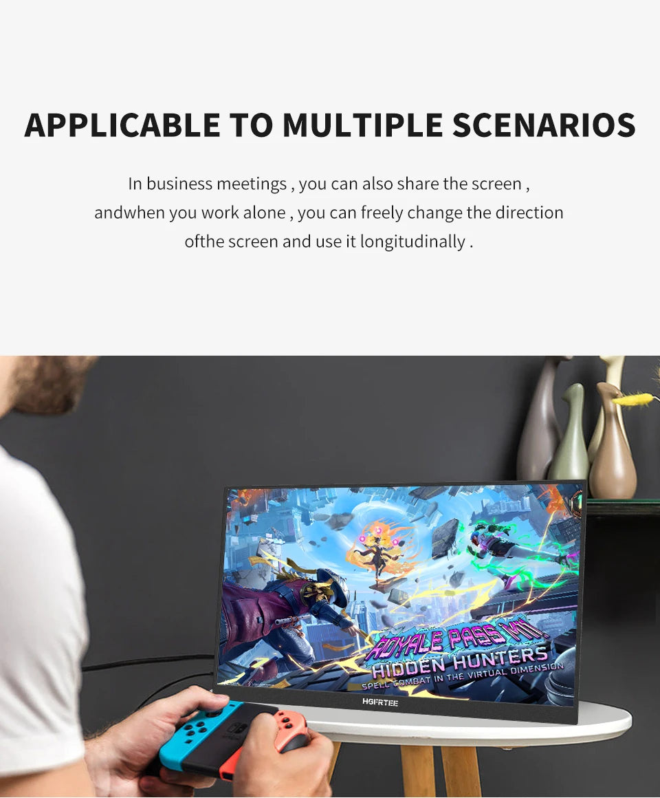 15.6 Inch Portable Monitor, FHD-IPS Laptop External Second Screen, Gaming Extended Display with Type-C HDMI