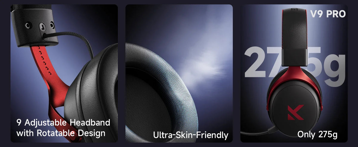V9 Pro Wireless Gaming Headset 7.1Surround Sound Headphones Noise Canceling Mic Low Latency Lightweight for PS5 PC SWITCH