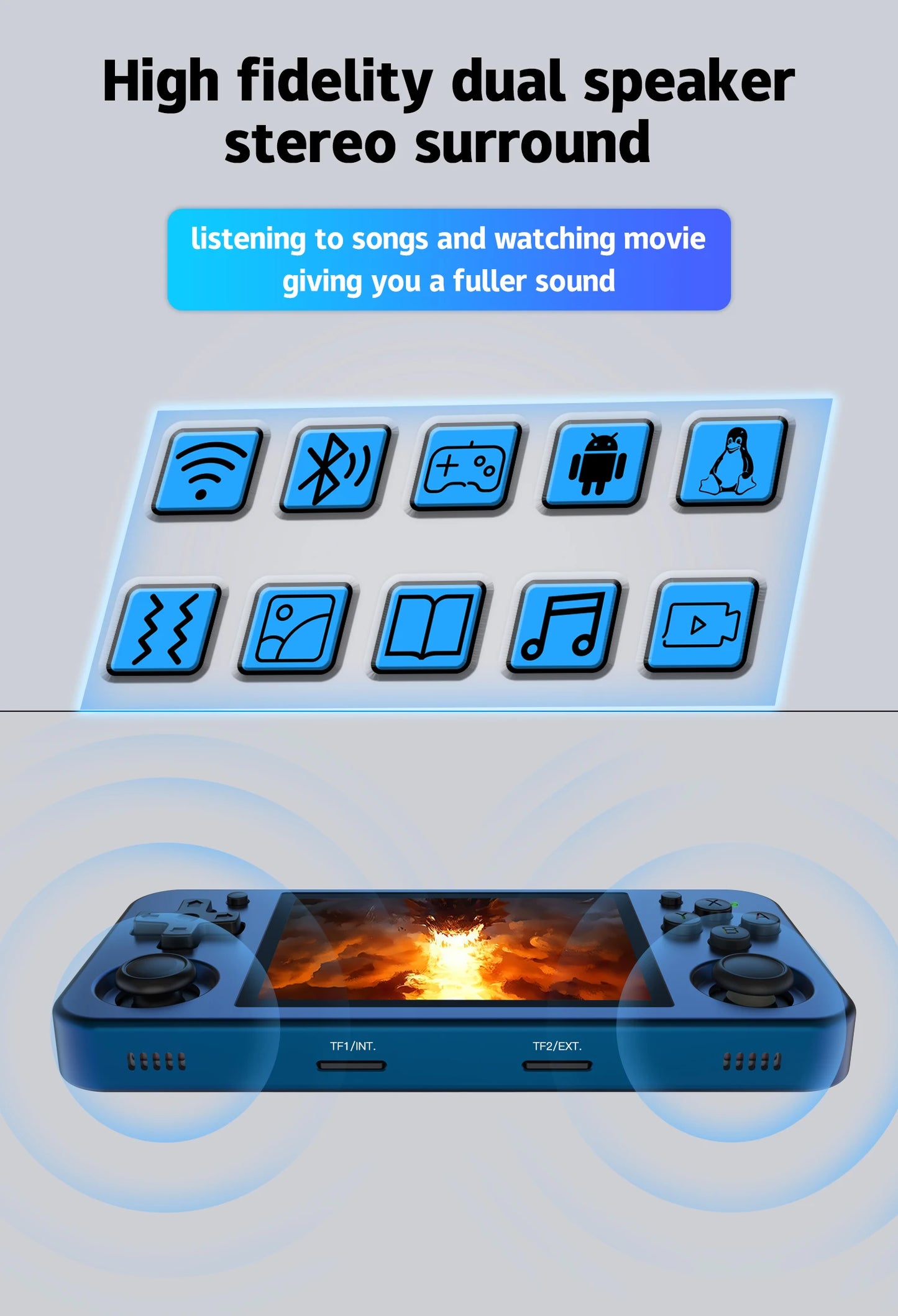 RG353M Handheld Game Console 3.5 Inch Multi-touch Screen Dual OS Aluminum Alloy Shell HDMI-compatible WIFI Gaming Video Player