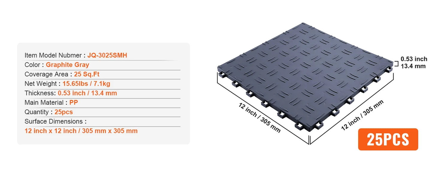 Garage Tiles Interlocking Garage Floor Covering Tiles Non-Slip Double-Sided Texture for Garages Basements Repair Shops