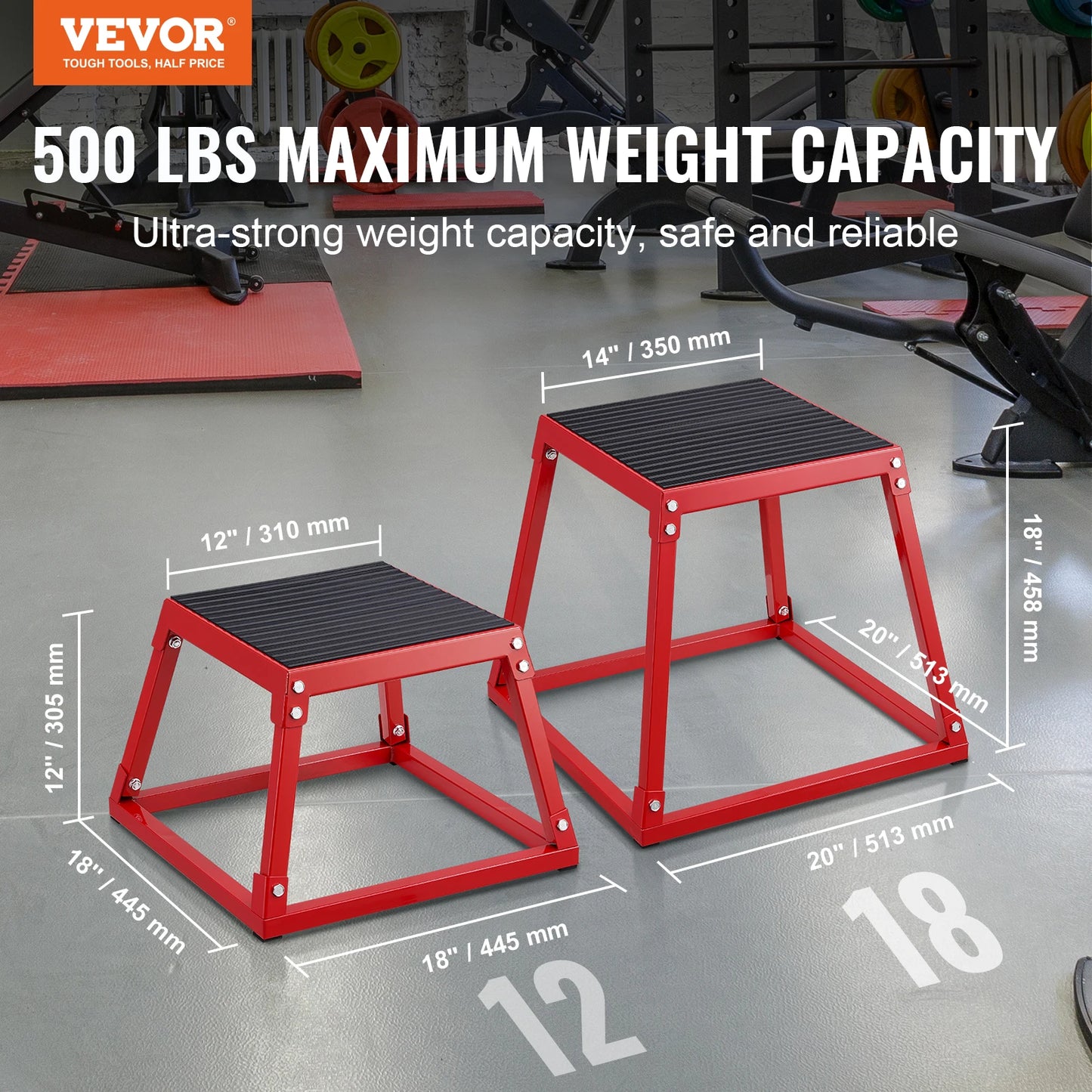 SucceBuy 12/18 Inch  Jump Box Anti-Slip Fitness Exercise Step Up Box For Home Gym Training Conditioning Strength Training