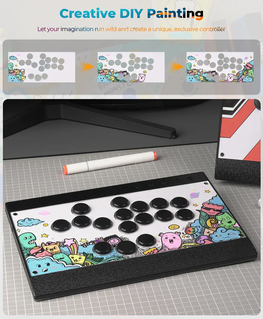 New C16 Orange Magnetic Stickless Arcade Stick Leverless Hitbox Controller for For PC/PS4/PS5/Switch Leverless Stick