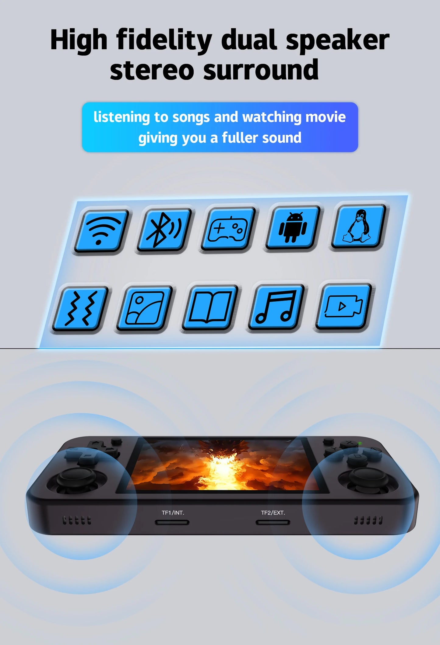 RG353M Handheld Game Console 3.5 Inch Multi-touch Screen Dual OS Aluminum Alloy Shell HDMI-compatible WIFI Gaming Video Player