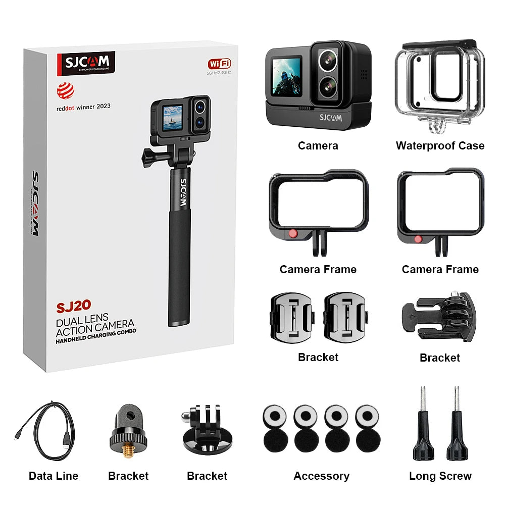 SJCAM SJ20 4K Outdoor Sports Camera Anti-Shake 5G WiFi with Screen Helmet Bike Video Recording