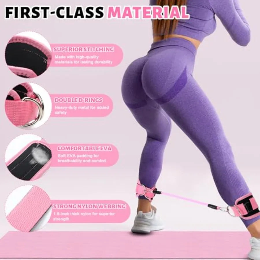Set of 18 Pilates Ring Essential Kit for Women with Latex Tube Yoga Strap Ankle Resistance Band Arm Stretcher Socks Mat Gym Bac