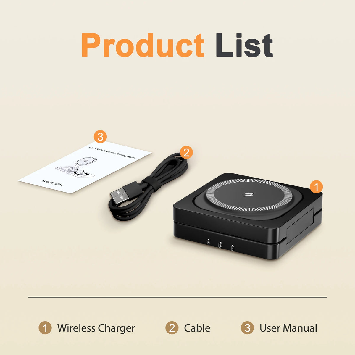 Magnetic Wireless Charger 3-in-1 Folding Fast Charging Station Foldable Travel for Magsafe  iPhone 17/16/15/14/13 Watch Airpods