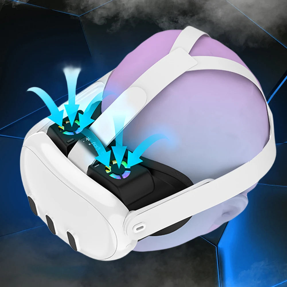 Cooling Fan Face Cover Facial Interface Radiator Rechargeable Cool Mask with Anti-Leakage Nose Pad for Meta Quest 3 VR Headset