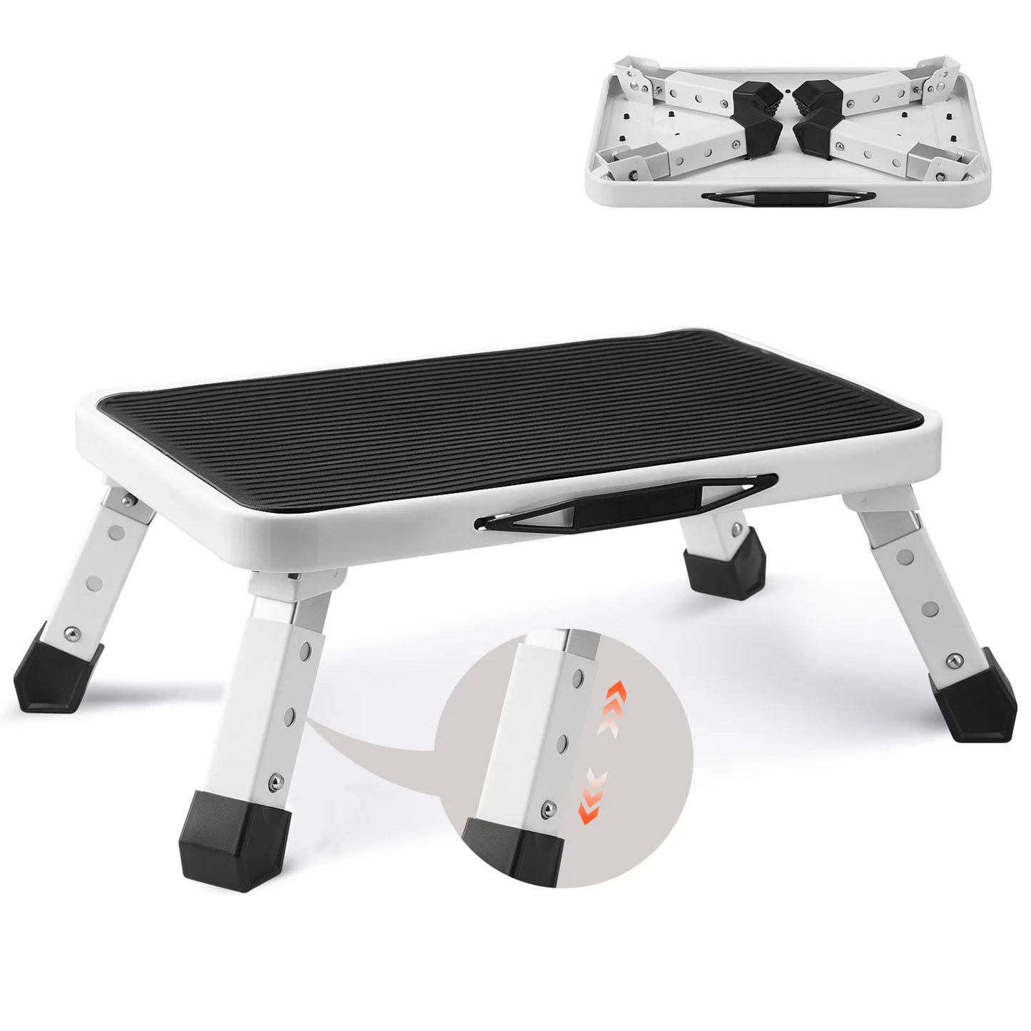 Step Stool 1 Step 330lbs Capacity Adjustable Height Toddlers Adults Non Slip Sturdy For Office RVs Pets Bathrooms Bedrooms