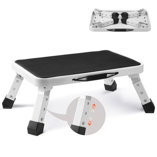 Step Stool 1 Step 330lbs Capacity Adjustable Height Toddlers Adults Non Slip Sturdy For Office RVs Pets Bathrooms Bedrooms