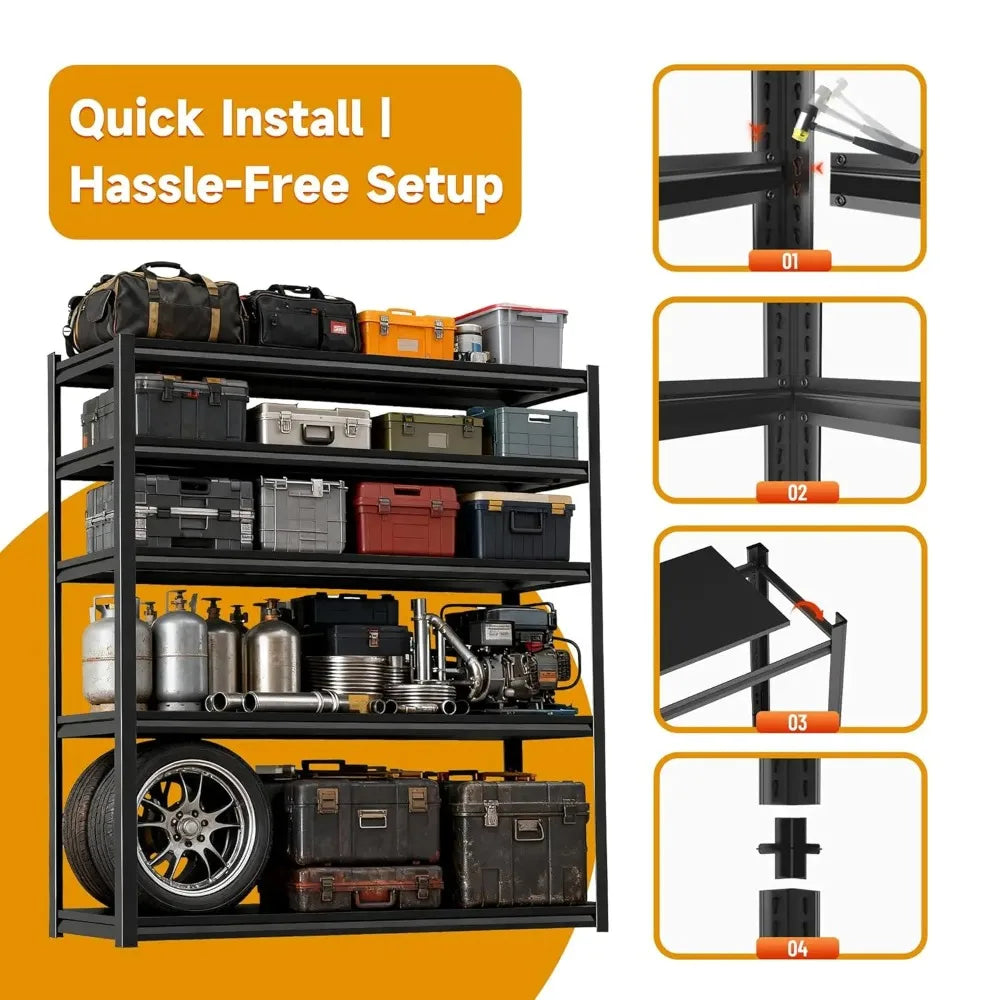 Metal Garage Shelving Unit, Heavy Duty Garage Storage Shelves, Adjustable Shelf for Warehouse, Kitchen, Basement,, Customized