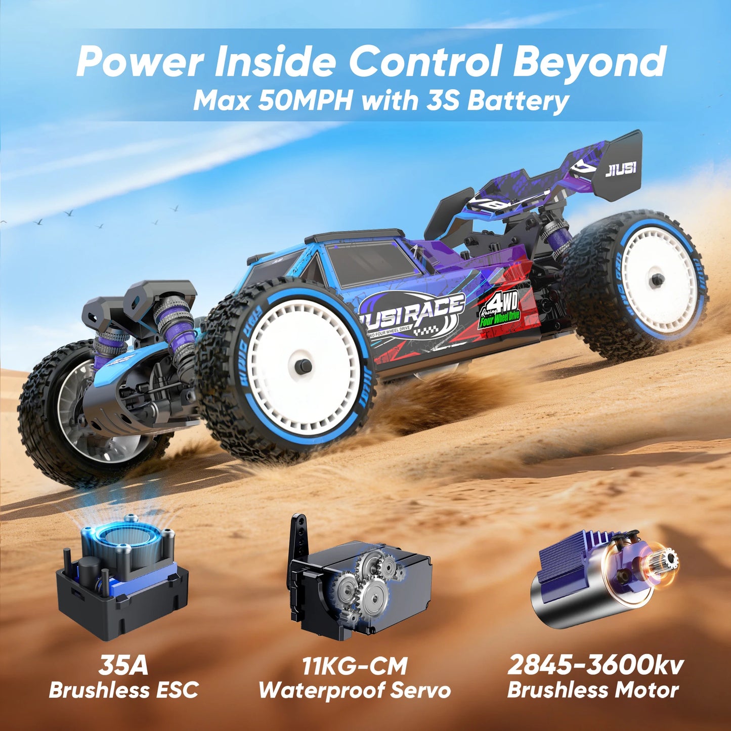 JIUSI 1/12 4WD WB12 Pro Rc Car 4x4 Off-Road Rc Truck Brushless 3600KV 80km/h High-Speed 2.4G Remote Control 3S 35C 2200mAh Toy Car Rc Cars For Adults Local Shipping From US