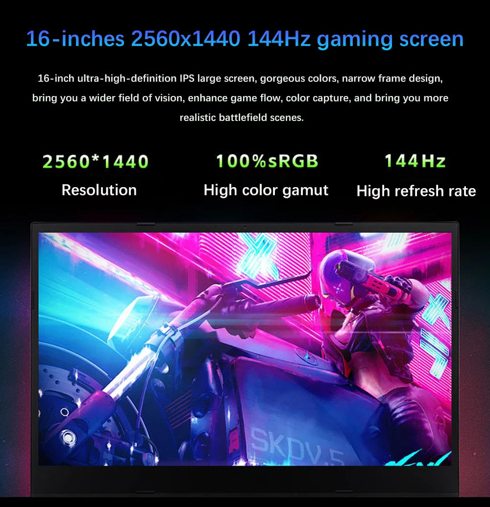 16.1 Inch Gaming Laptop Intel i7 8750H NVIDIA RTX 3060 6G 32GB DDR4 2TB SSD 144Hz RGB Keyboard WIFI 6 BT5.2 Windows11