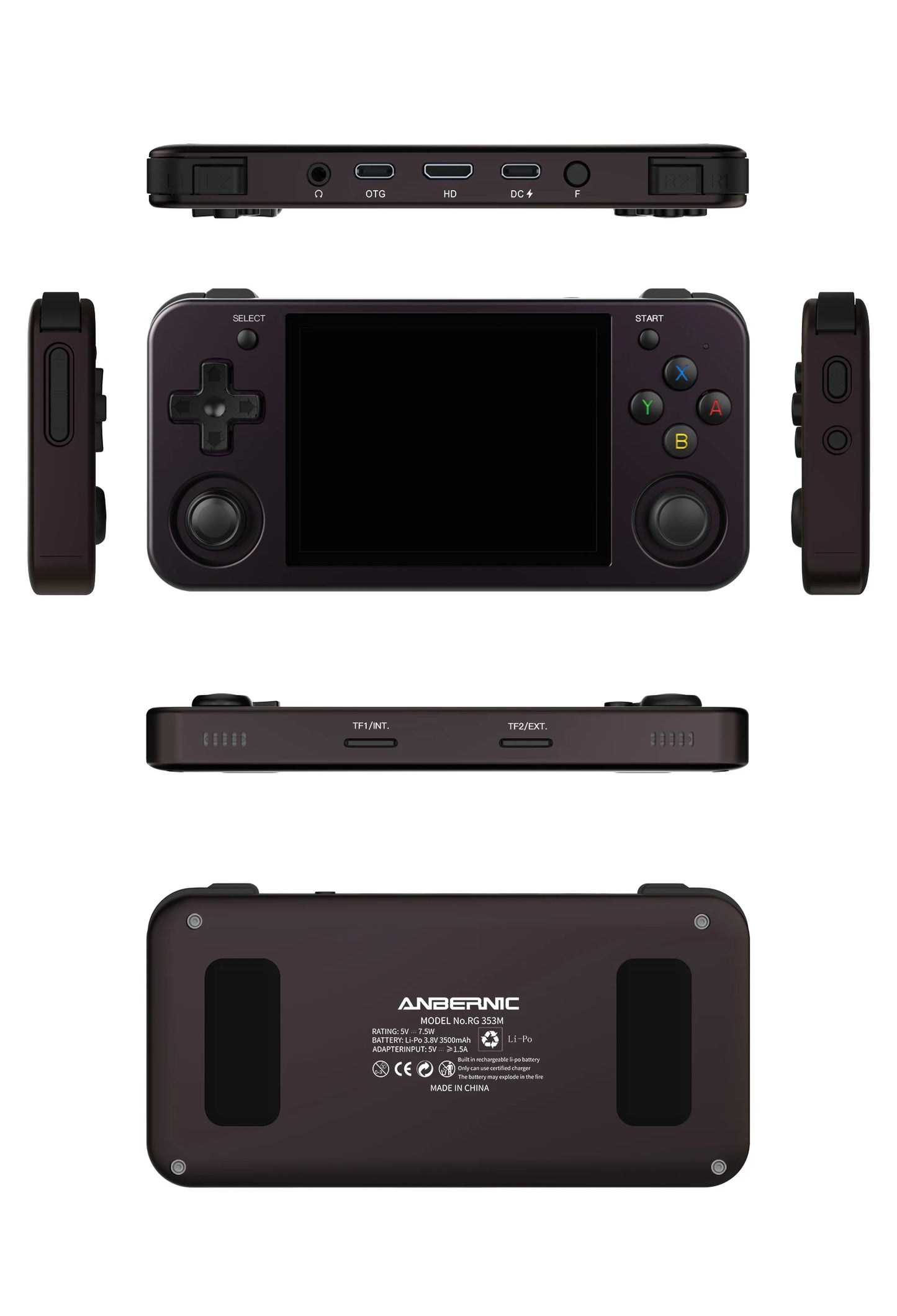 RG353M Handheld Game Console 3.5 Inch Multi-touch Screen Dual OS Aluminum Alloy Shell HDMI-compatible WIFI Gaming Video Player