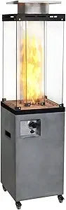 Outdoor Patio Propane Fire Heater with Weather Cover Glass 41000 BTU Fireplace Patented & CSA Certificated, Gray