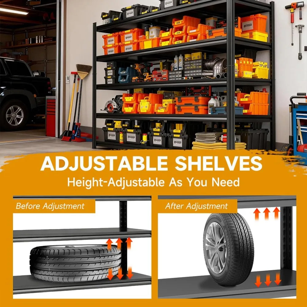 Metal Garage Shelving Unit, Heavy Duty Garage Storage Shelves, Adjustable Shelf for Warehouse, Kitchen, Basement,, Customized