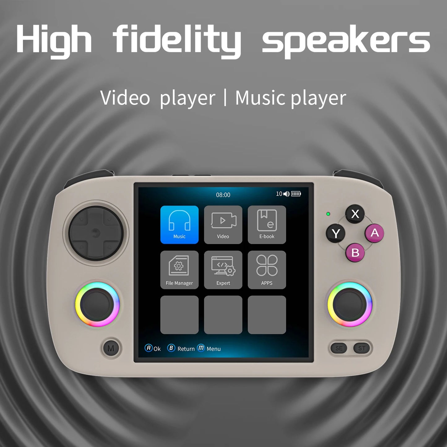 RG CubeXX Retro Handheld Game Console 3.95 Inch IPS Screen 64-bit Linux RGB Joystick 3800mAh Portable Game Player HD TV