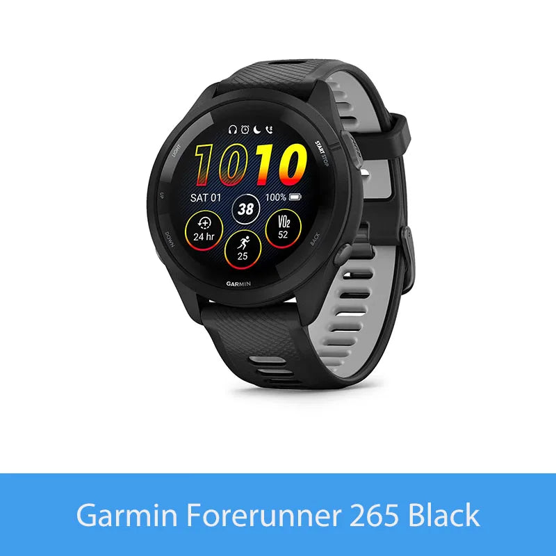 Forerunner 265 GPS 46mm Smartwatch 1.3" AMOLED Touchscreen Display Heart Rate Monitoring Training Metric Message Notice