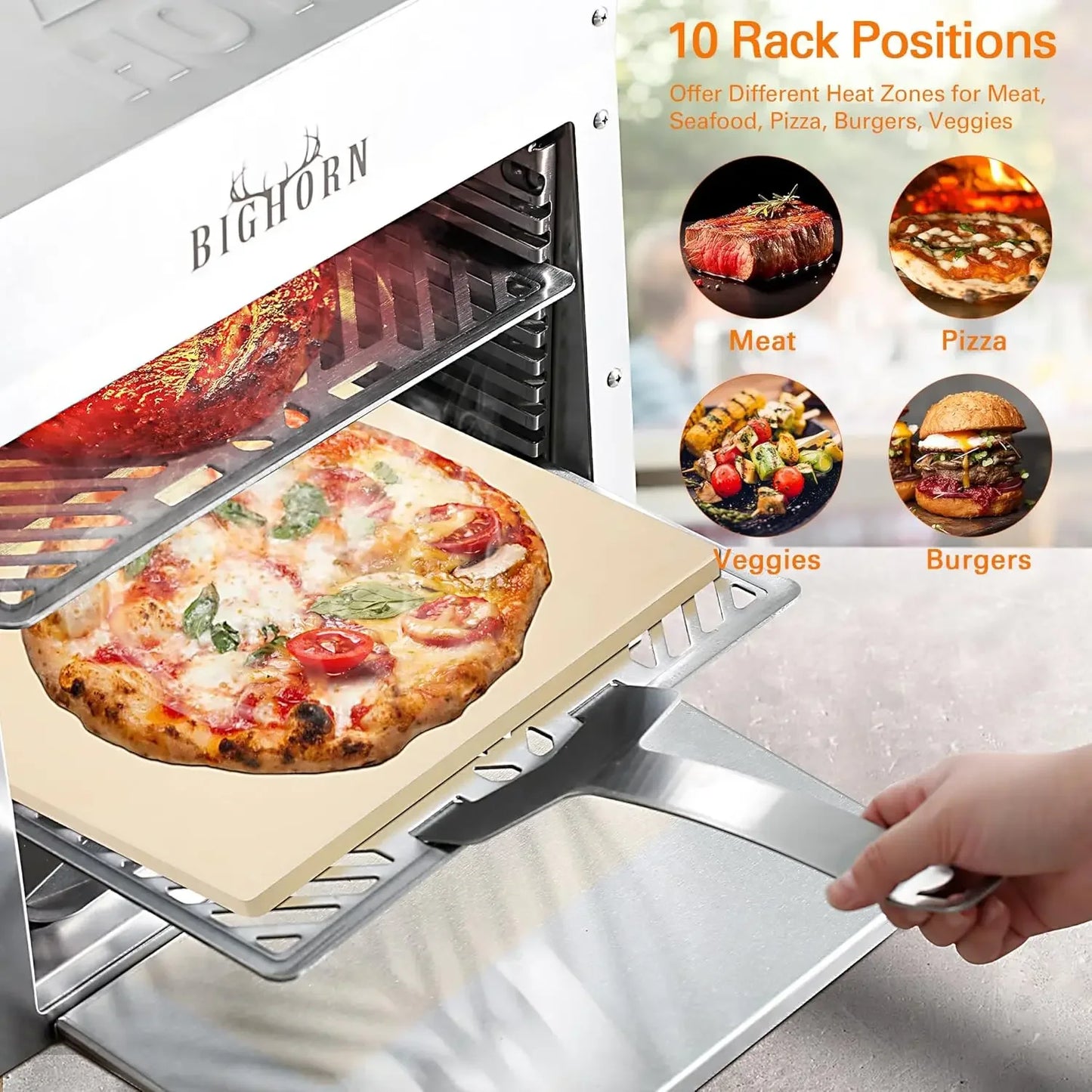 1500°F Small Infrared Propane Gas Grill – Portable Steak Broiler & Sear Station, Outdoor Salamander BBQ with Pizza Stone,