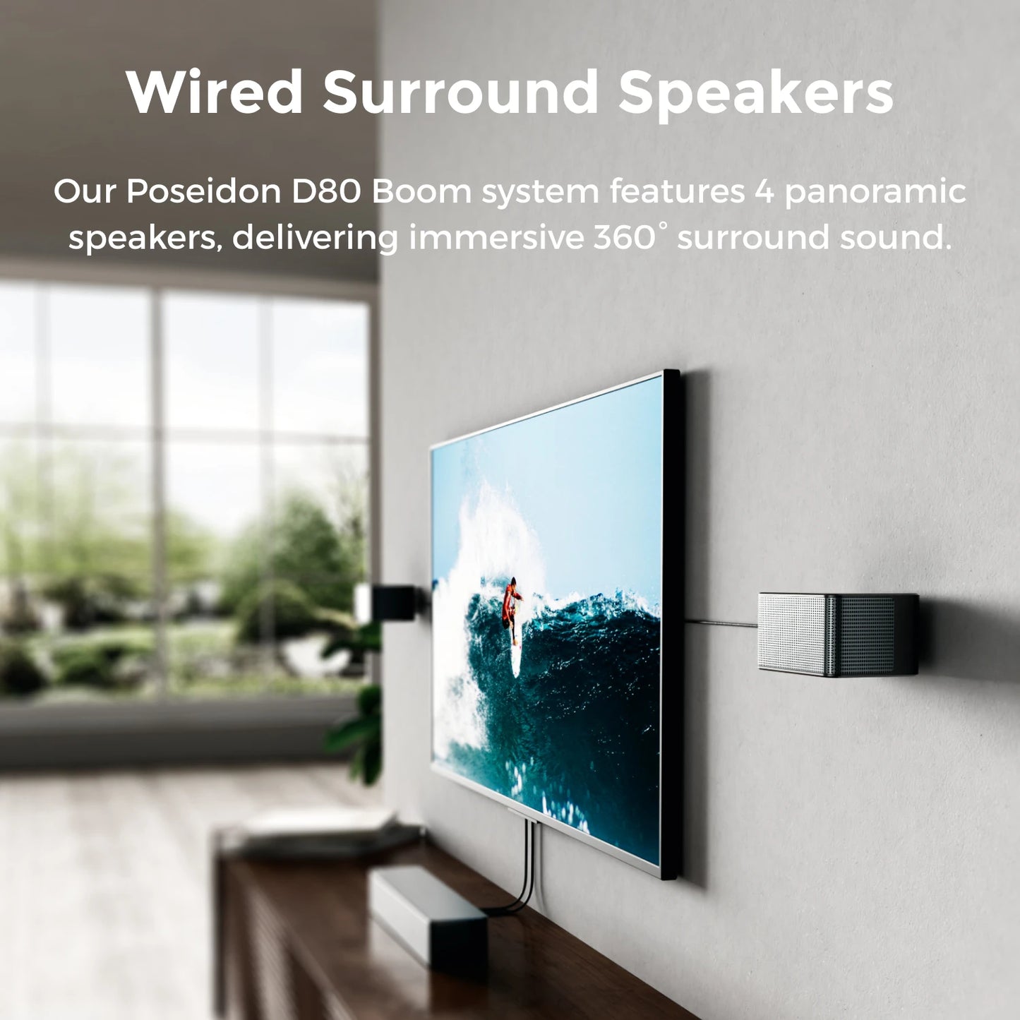 ULTIMEA Poseidon D80 Boom 7.1ch 500W Dolby Atmos Soundbar, Wireless Subwoofer & 4 Surround Speakers, Home Theater TV,APP Control
