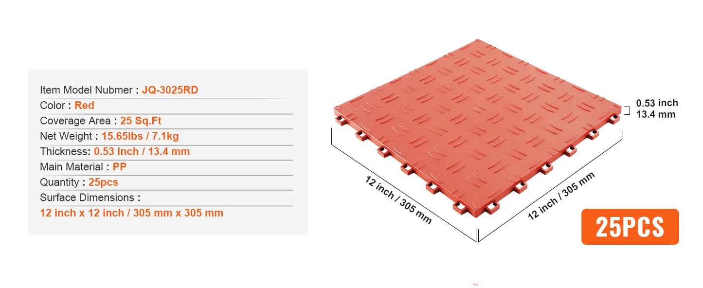 Garage Tiles Interlocking Garage Floor Covering Tiles Non-Slip Double-Sided Texture for Garages Basements Repair Shops