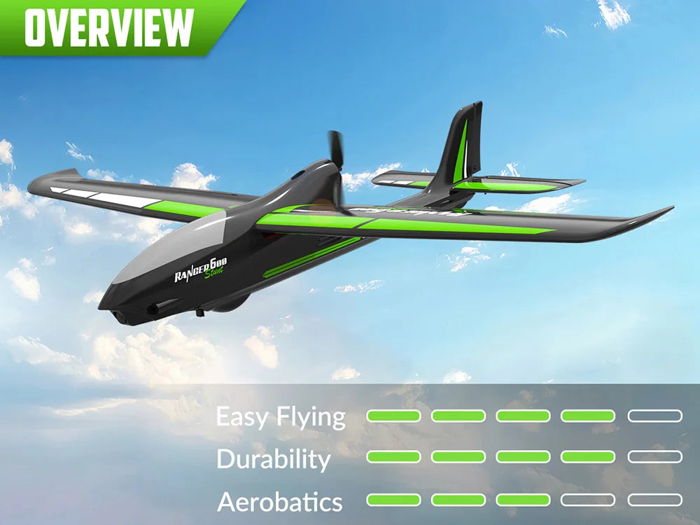 VolantexRC 76102SR Ranger 600 EPP 2.4GHz 4CH 6-Axis Gyro One Key Aerobatics XPilot Stabilization System RC Airplane Glider RTF