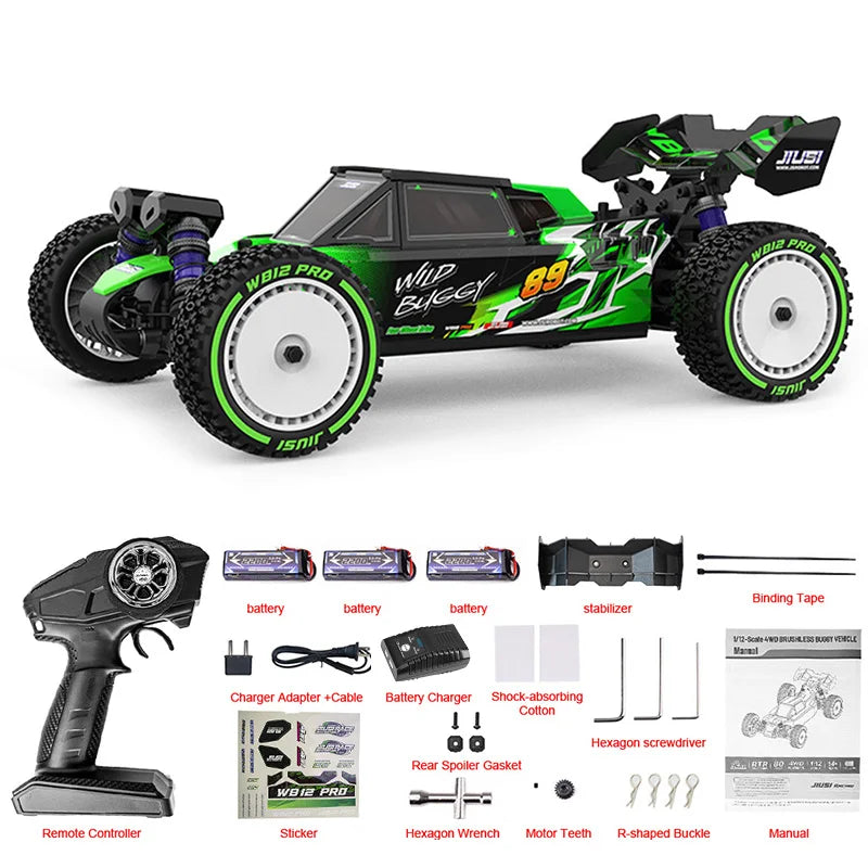 JIUSI 1/12 4WD WB12 Pro Rc Car 4x4 Off-Road Rc Truck Brushless 3600KV 80km/h High-Speed 2.4G Remote Control 3S 35C 2200mAh Toy Car Rc Cars For Adults Local Shipping From US