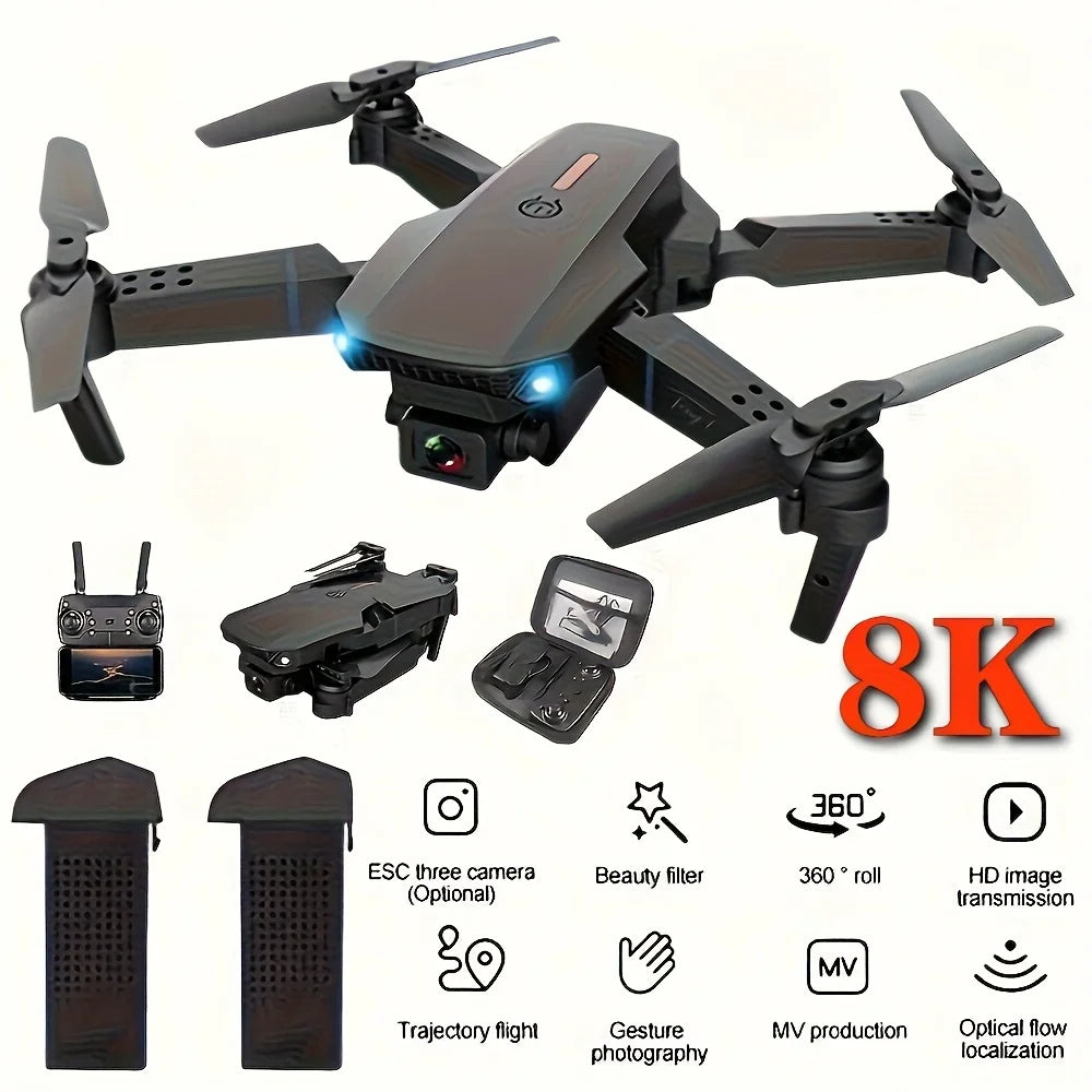 The 2026 Upgraded E88PRO MAX Foldable Drone Features Dual Cameras, Extra Batteries, an 8K Screen for Remote Control, and One-click Return-to-home Functionality. Suitable for Beginners, I